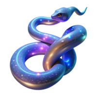 Cosmic Serpent A 3D Render of a Glowing, Knotted Snake with Nebula Texture png