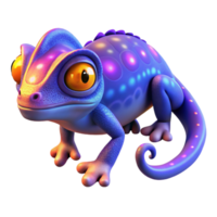 Glowing Chameleon 3D Render of a Fantasy Reptile png