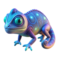 Luminous Chameleon 3D Render of a Colorful Reptile png