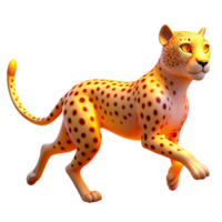 Golden Cheetah A 3D Render of a Running Cheetah with Spots png