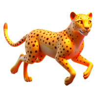 Animated Cheetah in Motion 3D Render of a Running Big Cat png