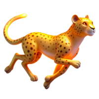 Golden Cheetah in Motion A 3D Render of a Running Cheetah png