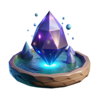 Luminous Gemstone in Mystical Pool 3D Render png