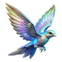 Iridescent Bird in Flight A 3D Render of a Fantasy Avian png
