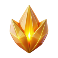 Luminous Golden Crystal Abstract 3D Render of a Sparkling Gem png