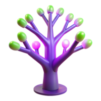 Abstract Tree with Colorful Lights 3D Render png