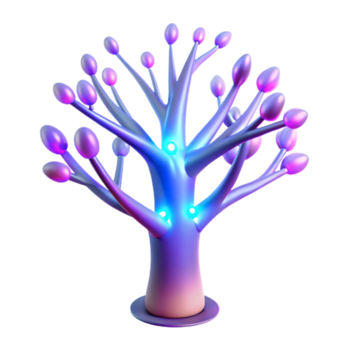 glühend abstrakt Baum 3d machen von beleuchtet Verzweigung Struktur png