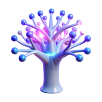 Abstract Glowing Tree 3D Render of a Bioluminescent Network png