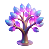 Glowing Abstract Tree 3D Render of Illuminated Floral Design png