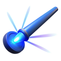 Futuristic Blue Energy Weapon Glowing Tip, Circular Base, and Extending Wings png