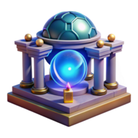 Mystic Crystal Orb Shrine 3D Render of Ancient Columns, Dome, and Glowing Sphere png
