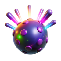 Abstract 3D Virus Rendering Glowing Orb with Spikes png