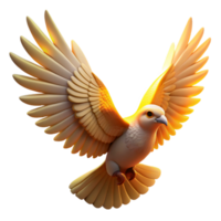 Golden Bird in Flight 3D Render of a Bird with Wings Spread png