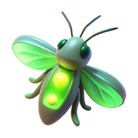 Glowing Insect 3D Render of a Firefly with Green Wings png