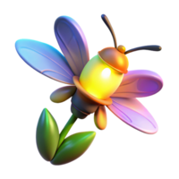 Luminous Flower Insect 3D Render of Glowing Botanical Creature png