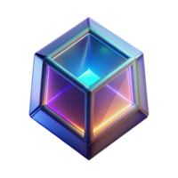 Luminous Cube 3D Render of a Glowing Geometric Shape png