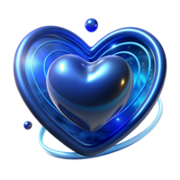 Abstract Blue Heart with Orbiting Spheres 3D Render png