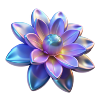 Iridescent Bloom A 3D Render of a Shimmering Flower png