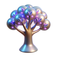 Luminous Abstract Tree 3D Render of Glowing Orb Foliage png