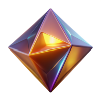 Iridescent Geometric Shape Abstract 3D Render of a Multifaceted Crystal png