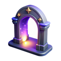 Magical Portal 3D Render of a Glowing Archway png