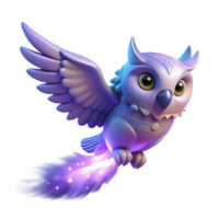 Magical Owl in Flight 3D Render of Fantasy Bird with Sparkling Trail png