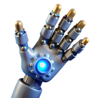 robótico mão com avançado mecânico Projeto e brilhando testemunho png