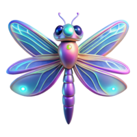 Iridescent Dragonfly A 3D Render of a Futuristic Insect png