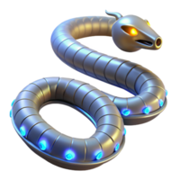 Cybernetic Serpent A Futuristic 3D Render of a Mechanical Snake with Glowing Lights png