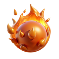 Fiery Orb 3D Render of Flaming Sphere with Spikes png