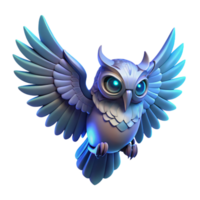 Glowing Owl in Flight 3D Render of a Majestic Bird png