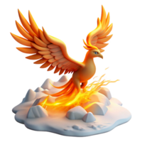 Mythical Firebird 3D Render of a Legendary Creature Emerging from Flames png