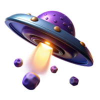 Cosmic Craft Unidentified Flying Object Ascending with Space Rocks png
