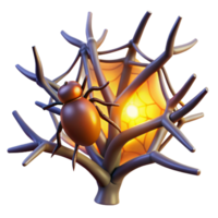 Spider in Glowing Web 3D Render of Insect in Intricate Structure png