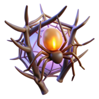 Glowing Orb Spider in Intricate Web 3D Render png