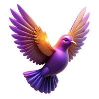 Radiant Purple Dove in Flight 3D Render of a Bird with Gradient Wings png