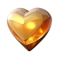 Golden Heart A 3D Render of a Shiny, Reflective Heart png