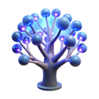 Glowing Abstract Tree 3D Render of Illuminated Spherical Nodes png