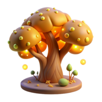 Luminous Mushroom Tree 3D Render of Fantasy Nature Scene png