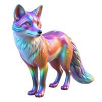 Iridescent Fox A Digital 3D Render of a Colorful, Prismatic Animal png