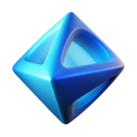 Abstract Blue 3D Geometric Shape Hollow Cube with Triangular Void png