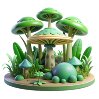 Enchanted Mushroom Forest 3D Render of Fantasy Nature Scene png