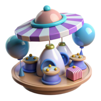 Whimsical 3D Render of a Pastel Colored Rotating Fairground Ride png