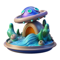 Abstract Spaceship Landing in a Surreal Aquatic Scene png