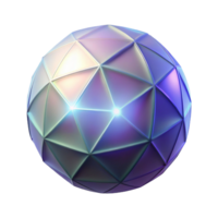 Iridescent Geometric Sphere 3D Render of a faceted, glowing orb png