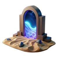 Glowing Portal in Desert Landscape 3D Render of Mystical Archway png