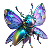 Iridescent Metallic Insect 3D Render of a Colorful, Cyberpunk-Style Bug png
