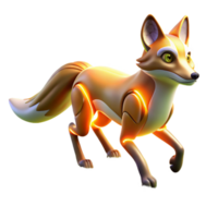 Luminous Robotic Fox 3D Render of Mechanical Canine png