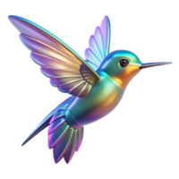 Iridescent Hummingbird A 3D Render of a Metallic Bird in Flight png