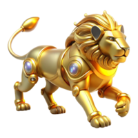 Golden Robotic Lion A 3D Model of Mechanical Majesty png